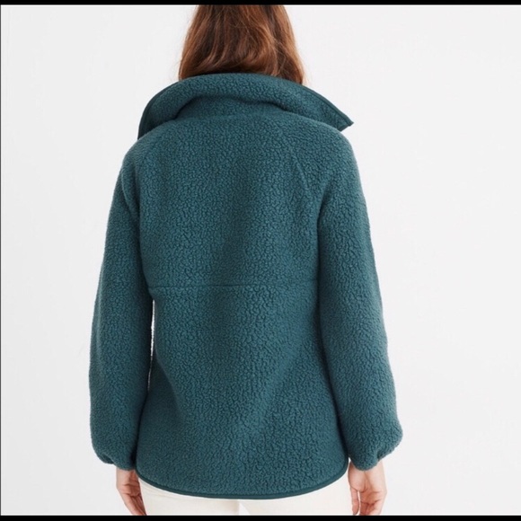 Madewell fleece pullover dark green half zip jacket size small - Picture 5 of 8